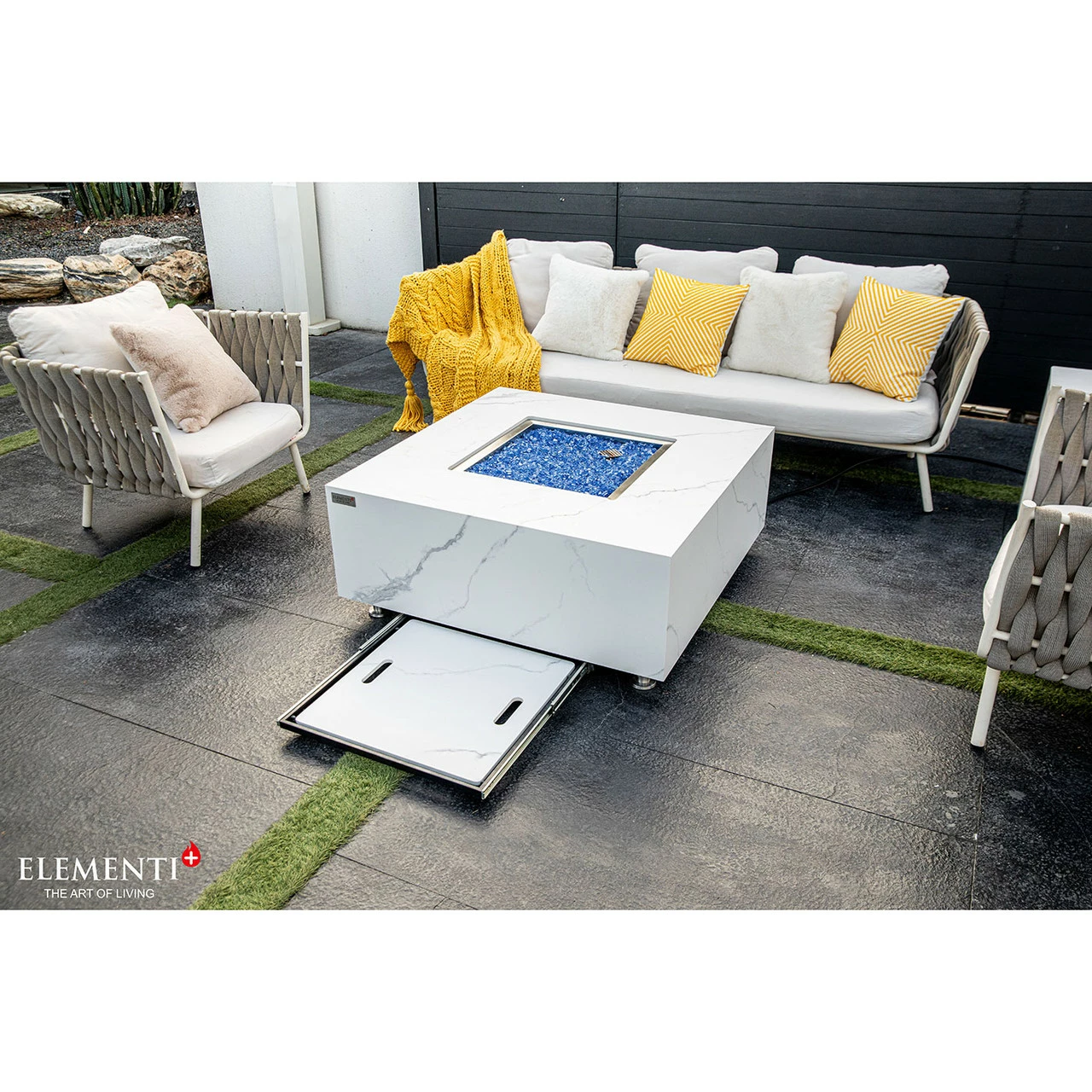 Elementi Plus Bianco Marble Porcelain Fire Table 3 Elementi Plus Bianco Marble Porcelain Fire Table - Image 3