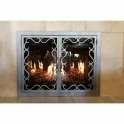 Reef Rectangular Fireplace Door - Wrought Iron