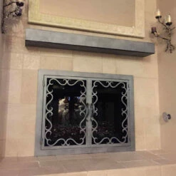 Reef Rectangular Fireplace Door - Wrought Iron -DIMPLEX Sales Store reef 35 fireplace door web4 45172.1574814575