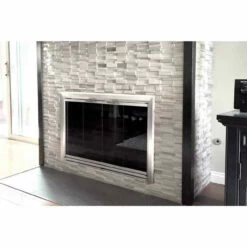 Reflections Rectangular Fireplace Door - Aluminum -DIMPLEX Sales Store reflection 28 glass fireplace door web3 13512.1574881819