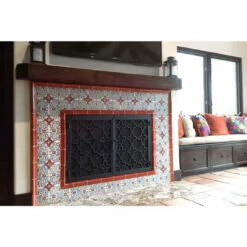 San Luis Rey Rectangular Fireplace Door - Wrought Iron