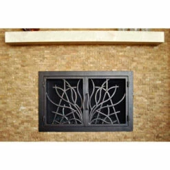 Saratoga Rectangular Fireplace Door - Wrought Iron