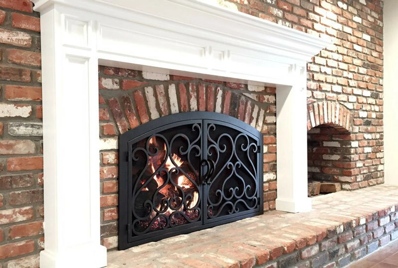 Sequoia Arched Fireplace Door - Wrought Iron 1 Sequoia Arched Fireplace Door - Wrought Iron