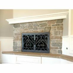 Sequoia Rectangular Fireplace Door - Wrought Iron -DIMPLEX Sales Store sequoia 3 fireplace door stacked stone 91658.1581970435