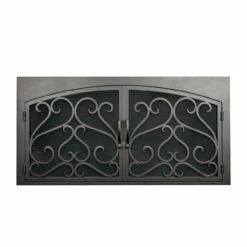 Sequoia Rectangular Inside Arched Fireplace Door - Wrought Iron