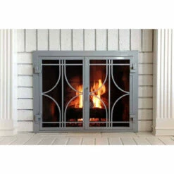 Stella Rectangular Fireplace Door - Wrought Iron