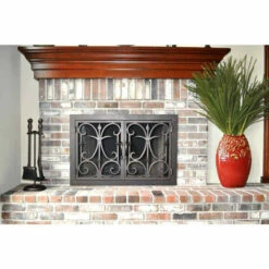 Triton Rectangular Fireplace Door - Wrought Iron