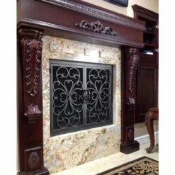 Valencia Rectangular Fireplace Door - Wrought Iron