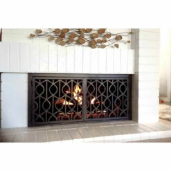 Wave Rectangular Fireplace Door - Wrought Iron -DIMPLEX Sales Store wave 20 rectangular door main web2 01048.1574815196
