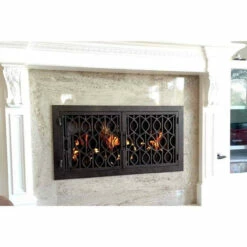 Wave Rectangular Fireplace Door - Wrought Iron -DIMPLEX Sales Store wave 20 rectangular fireplace doors web2 31593.1574815196